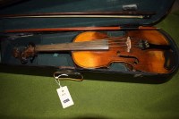 Lot 1205 - A violin, length of back 36cms., probably...