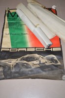 Lot 1268 - Five posters for Porsche, circa 1970, in poor...