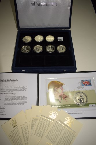 Lot 1282 - A set of Britannia silver two pound coins,...