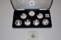 Lot 1302 - A six coin silver proof commemorative crown...