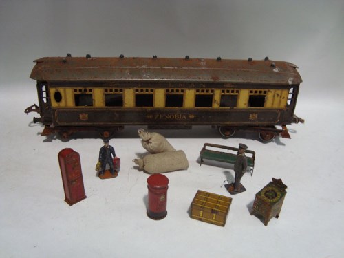 Lot 23 - A Hornby 0-gauge train set, including: coaches;...