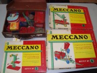 Lot 123 - Meccano Outfit No. 2, 3 and 4, all boxed; and...