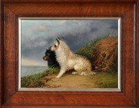 Lot 268 - J*** Langlois (1855-1904) TWO TERRIERS ON THE...