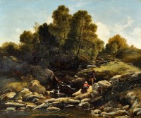 Lot 317 - Thomas Danby (1818-1886) CHILDREN PLAYING ON A...