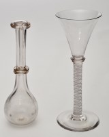 Lot 329 - Opaque twist wine glass, funnel bowl above...