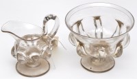 Lot 331 - Glass stem bowl and jug, with ribbed bodies,...