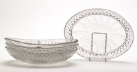 Lot 332 - Set of four cut glass serving dishes,...