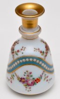 Lot 338 - Opaque glass bottle vase, painted with floral...