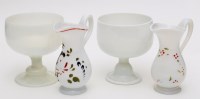 Lot 356 - Two white glass sugar bowls on stems and two...