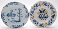 Lot 368 - Delftware blue and white dish, painted with...