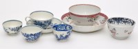 Lot 376 - Two Worcester blue and white tea bowls, saucer...