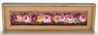 Lot 379 - Floral painted 'Love' panel, with pink roses...