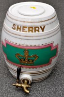 Lot 382 - Sherry barrel and cover, gilt banded with...