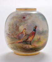 Lot 398 - Royal Worcester painted 'shooting' ovoid vase,...