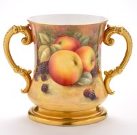 Lot 401 - Royal Worcester style two-handled vase, the...