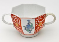 Lot 417 - Meissen 'Kakiemon' two-handled octagonal cup,...