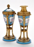 Lot 418 - Pair of Sevres style giltmetal mounted...