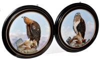 Lot 426 - Large pair of enamel painted circular plaques,...