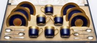 Lot 428 - Limoges blue and gilt ground coffee set,...