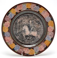 Lot 430 - Circular Majolica charger, central panel with...