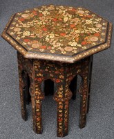 Lot 440 - Indian Kashmiri octagonal folding table, top...