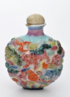 Lot 458 - Chinese Famille Rose snuff bottle, of disc...