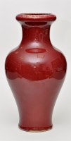 Lot 470 - Chinese slight-flambé inverted baluster vase,...