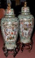 Lot 473 - Pair Chinese turquoise ground massive vases...