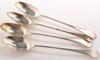 Lot 561 - Four George III gravy spoons, by John...