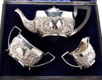 Lot 577 - A Victorian three-piece bachelor's tea service,...