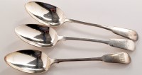 Lot 602 - Three George III table spoons, by William...