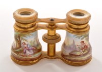 Lot 633 - A pair of hand painted enamelled opera glasses,...