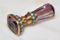 Lot 636 - A giltmetal, turquoise, amethyst and purple...