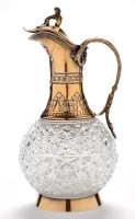 Lot 663 - A French silver gilt and cut glass claret jug,...