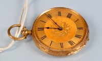 Lot 695 - An 18k key wound pocket watch, with matted...