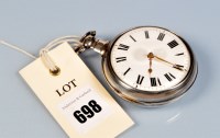 Lot 698 - A late Georgian silver pair cased pocket watch,...