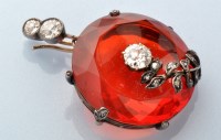 Lot 723 - An Edwardian fire opal and diamond pendant,...