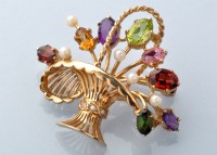 Lot 764 - A modern gem set giardinetto brooch, the...