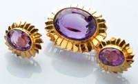 Lot 791 - An amethyst brooch and matching pair of...