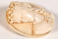 Lot 812 - A Victorian carved ivory cameo depicting a...