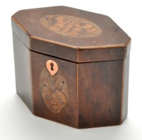 Lot 1068 - A George III inlaid fruit wood tea caddy, of...