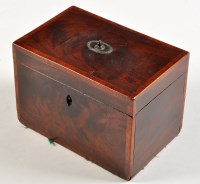 Lot 1084 - A George III mahogany rectangular tea caddy,...