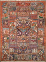 Lot 1104 - A Kashmar carpet, with figural and floral...