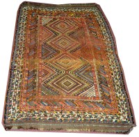 Lot 1107 - A Shiraz rug, the diamond form field with...