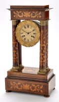 Lot 1157 - A French inlaid rosewood portico clock, the 5...