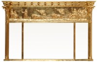 Lot 1188 - A Regency gilt over mantel mirror, the flared...