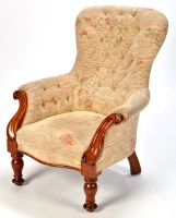 Lot 1213 - A Victorian mahogany framed easy chair, the...