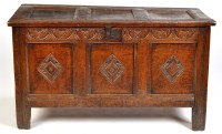 Lot 1227 - An 18th Century oak coffer, the rectangular...