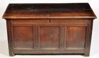 Lot 1237 - An 18th Century oak coffer, the rectangular...