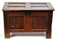 Lot 1263 - An 18th Century oak coffer, the rectangular...